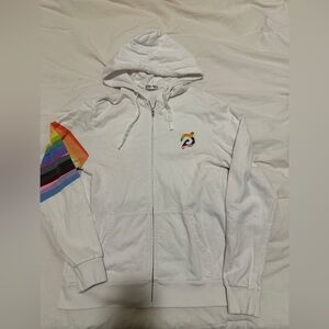 Peloton Lead With Love White Rainbow Zip Up Hoodie Size Small